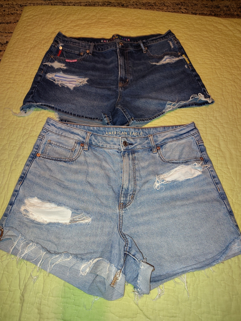 American Eagle Outfitters Ripped Denim Shorts Duo - Light Blue & Dark Blue